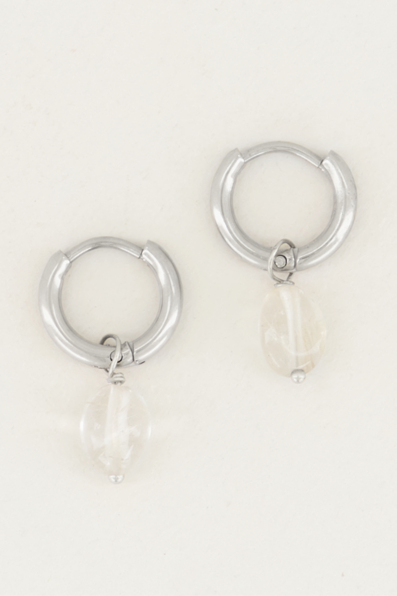 My Jewellery Oorringen rutielkwarts steen female Goud/Zilver one size