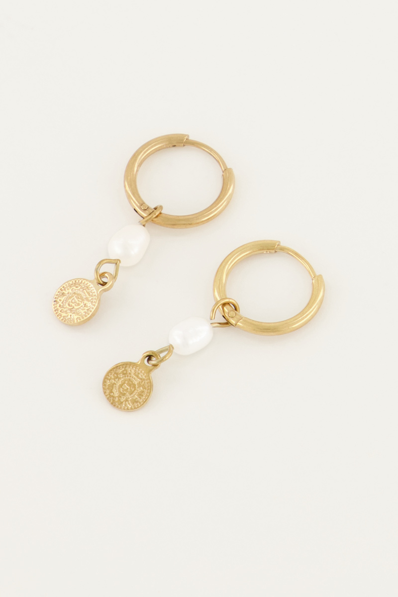 Ohrringe Perle und Münze