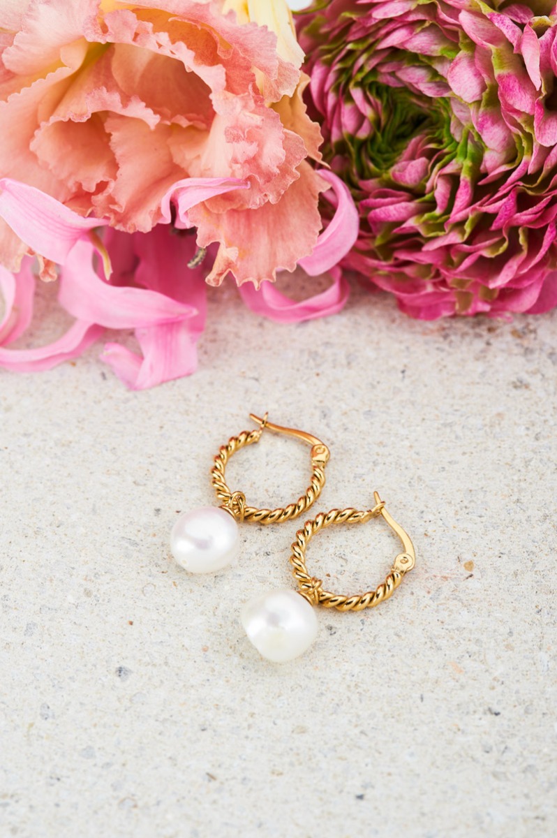 Oorringen gedraaid met parel | oorbellen | My Jewellery