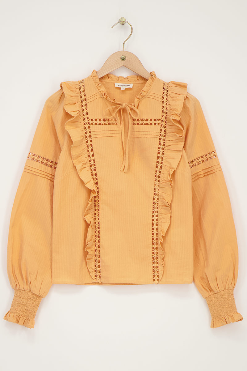 Orange blouse with ruffles & flowers | My Jewellery