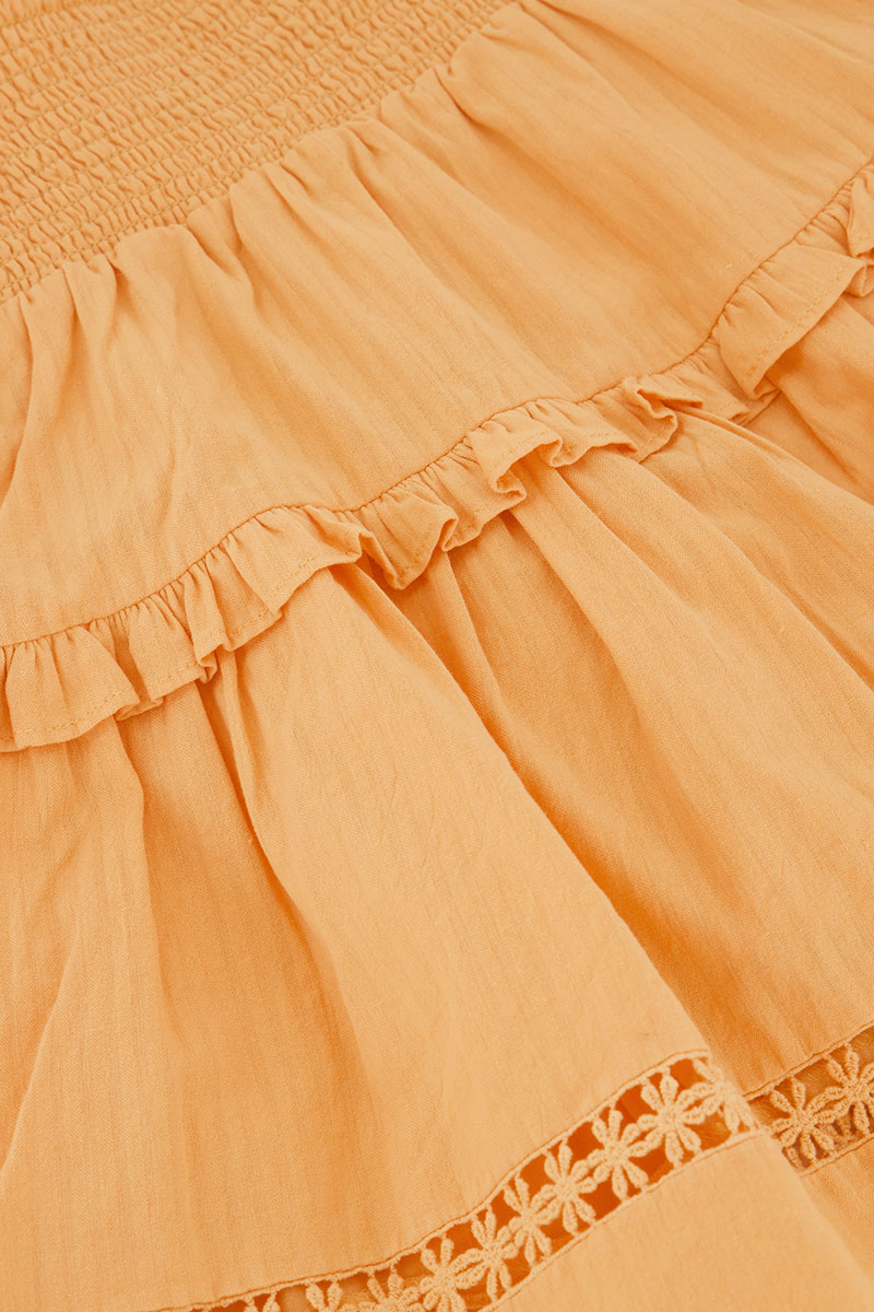 Orange mini skirt with ruffle | My Jewellery