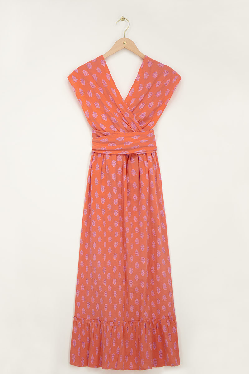 Orange multiway wrap maxi dress with print | My Jewellery
