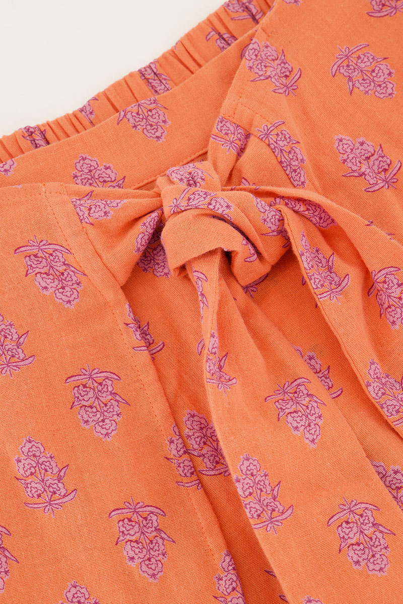 Orange wrap shorts with print | My Jewellery