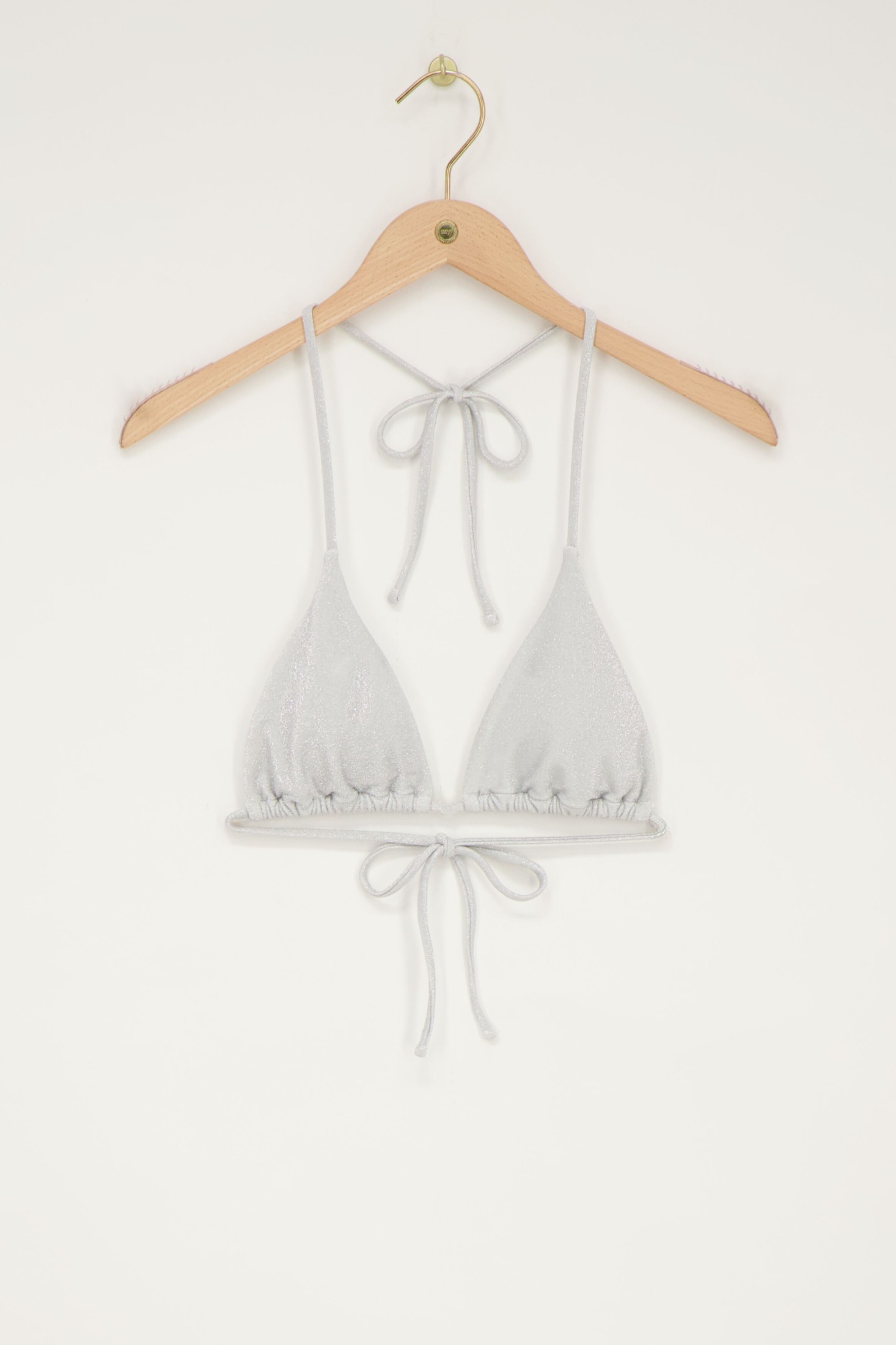 Silver triangle bikini top with lurex | My Jewellery