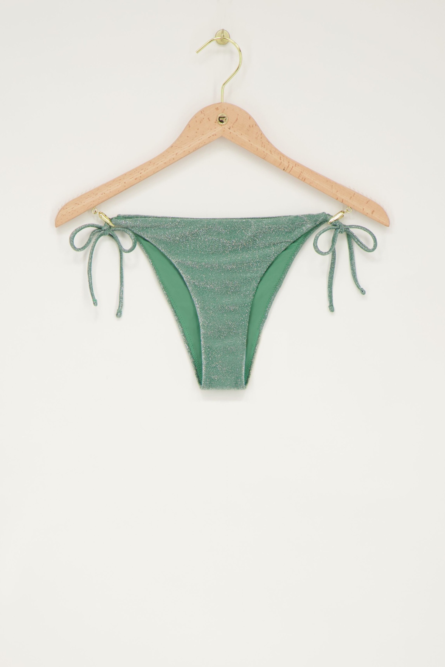 Green bikini bottoms with lurex and ties | My Jewellery