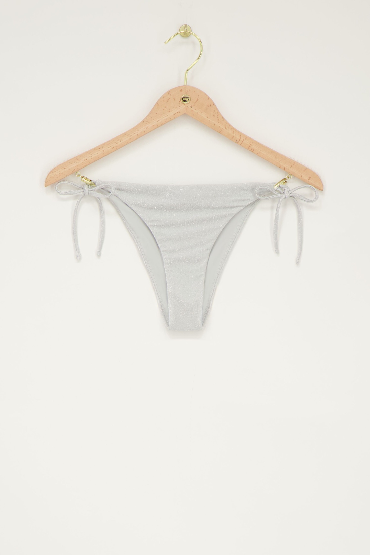 Silver bikini bottoms with lurex and ties | My Jewellery