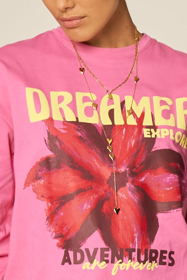 Pink long-sleeved T-shirt "Dreamers" | My Jewellery
