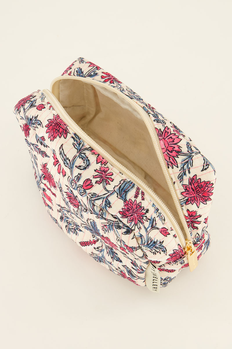 Pale pink toiletry bag with floral print | My Jewellery