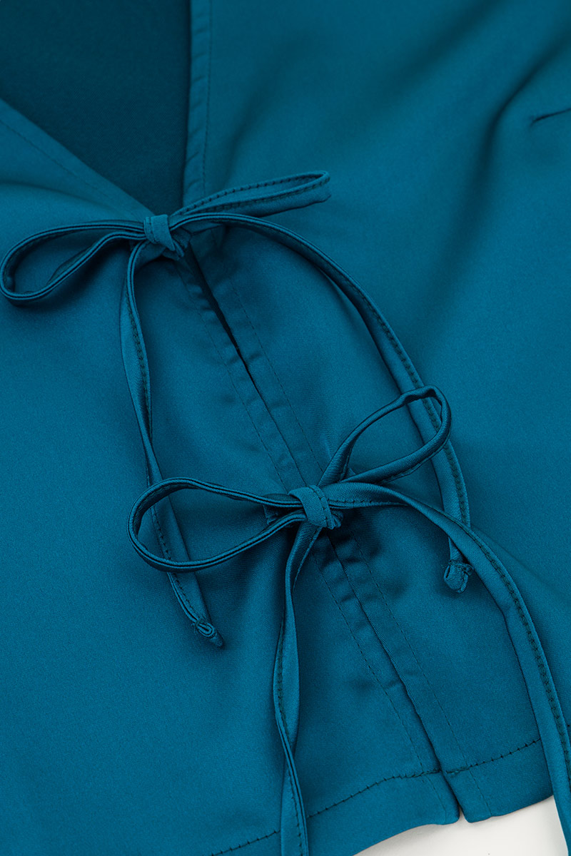 Petrol satin top with bows | My Jewellery