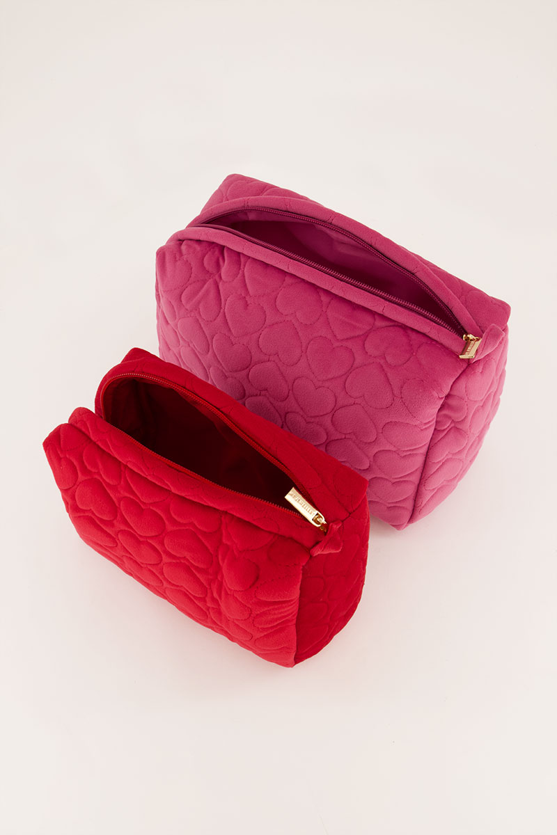 Pink and red toiletry bag set with hearts | My Jewellery