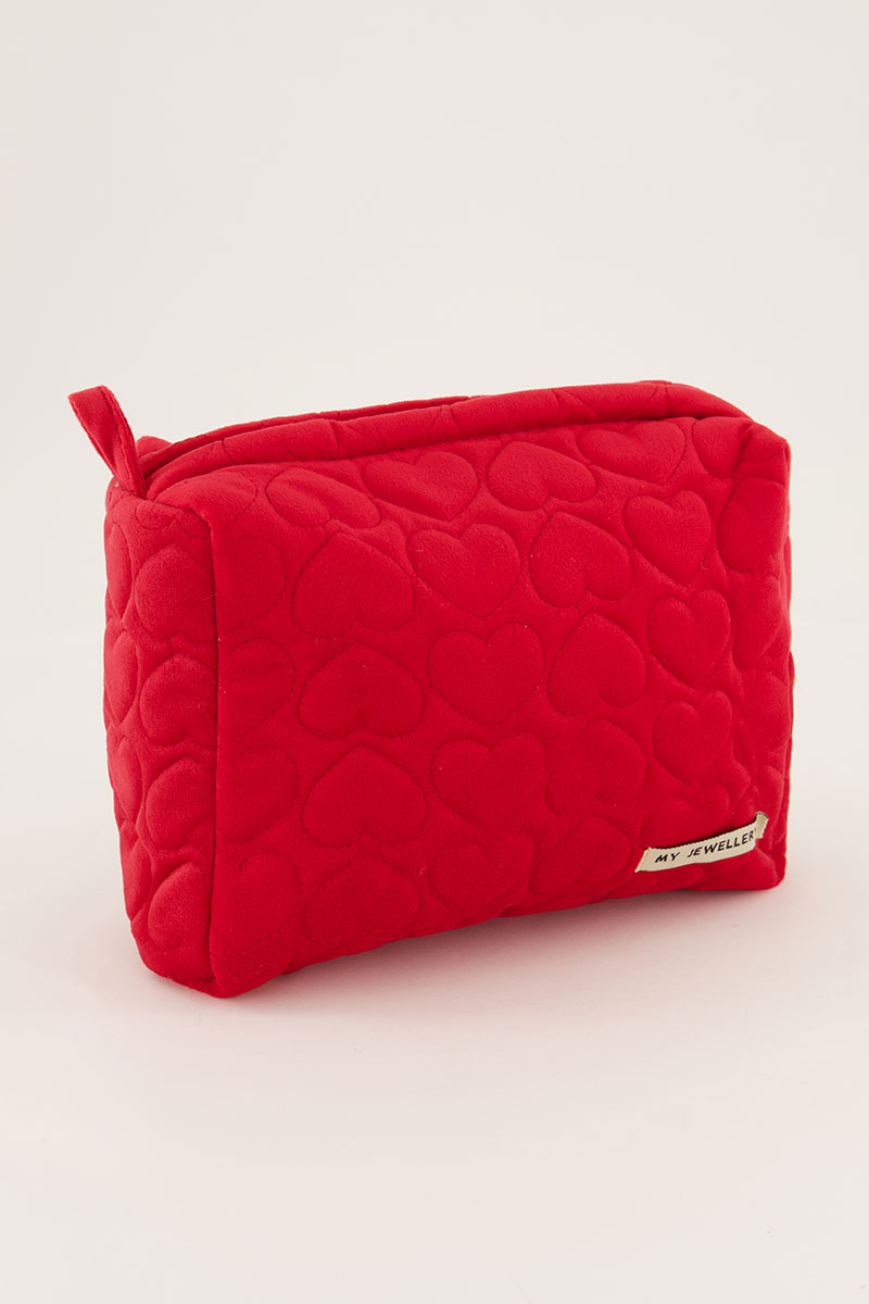 Pink and red toiletry bag set with hearts | My Jewellery