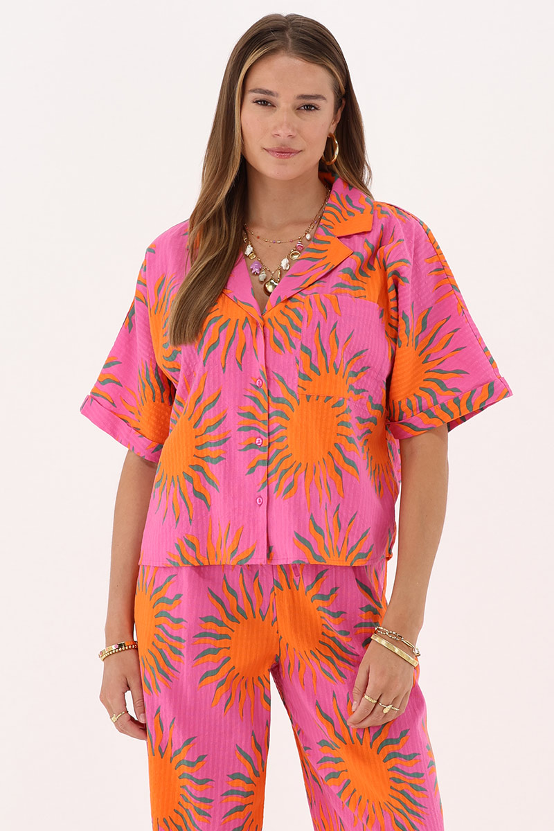 Pink blouse with sun print | My Jewellery