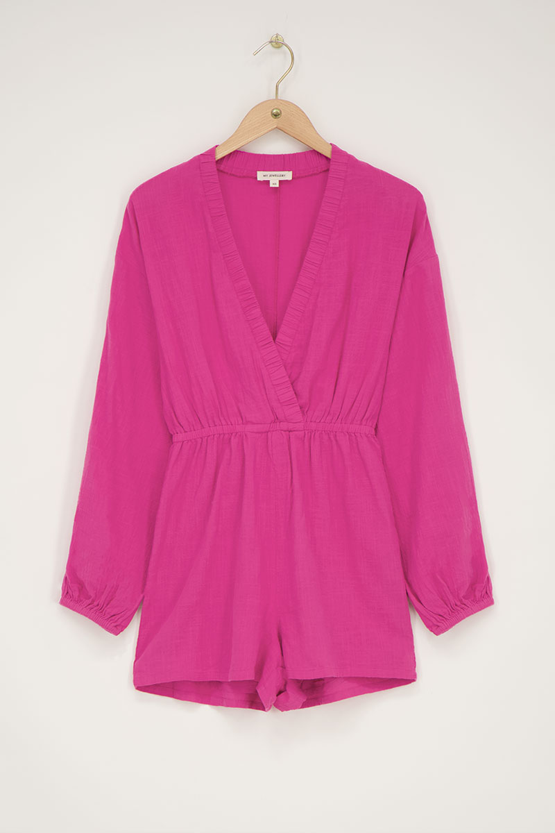 Pink linen look playsuit | My Jewellery