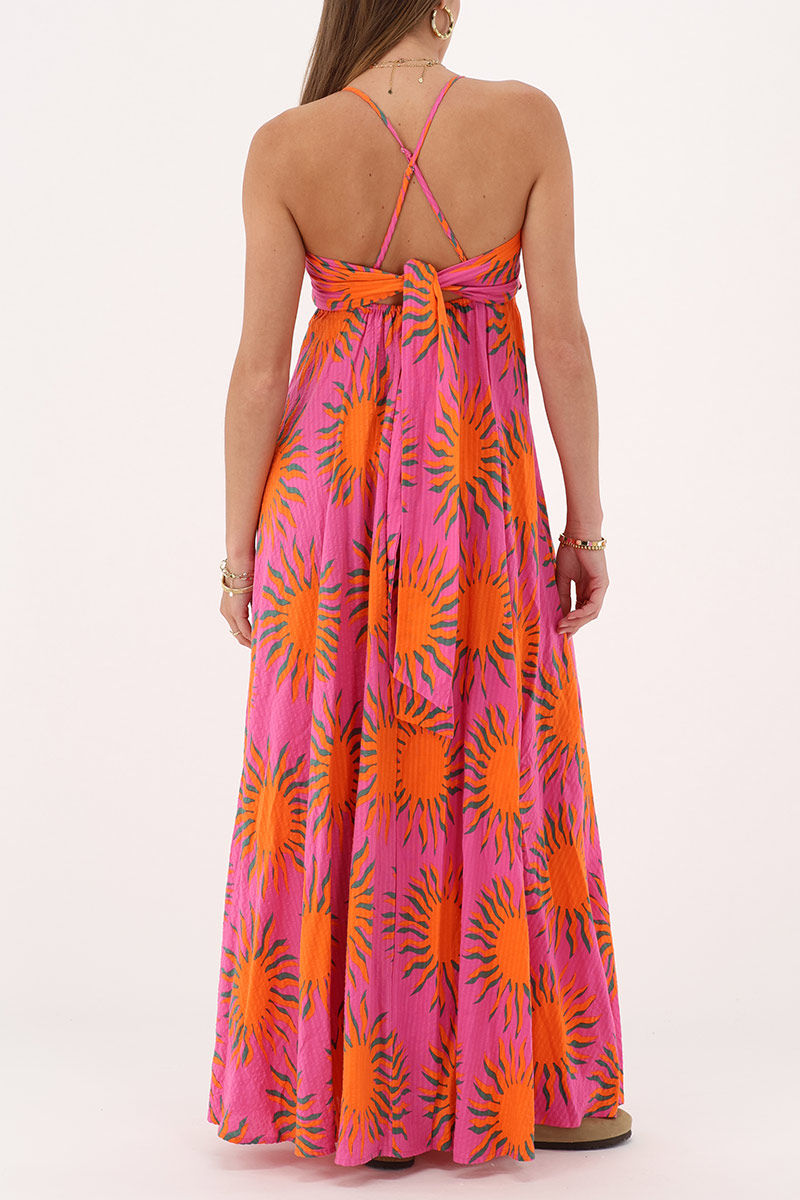 Pink maxi dress with solar print | My Jewellery