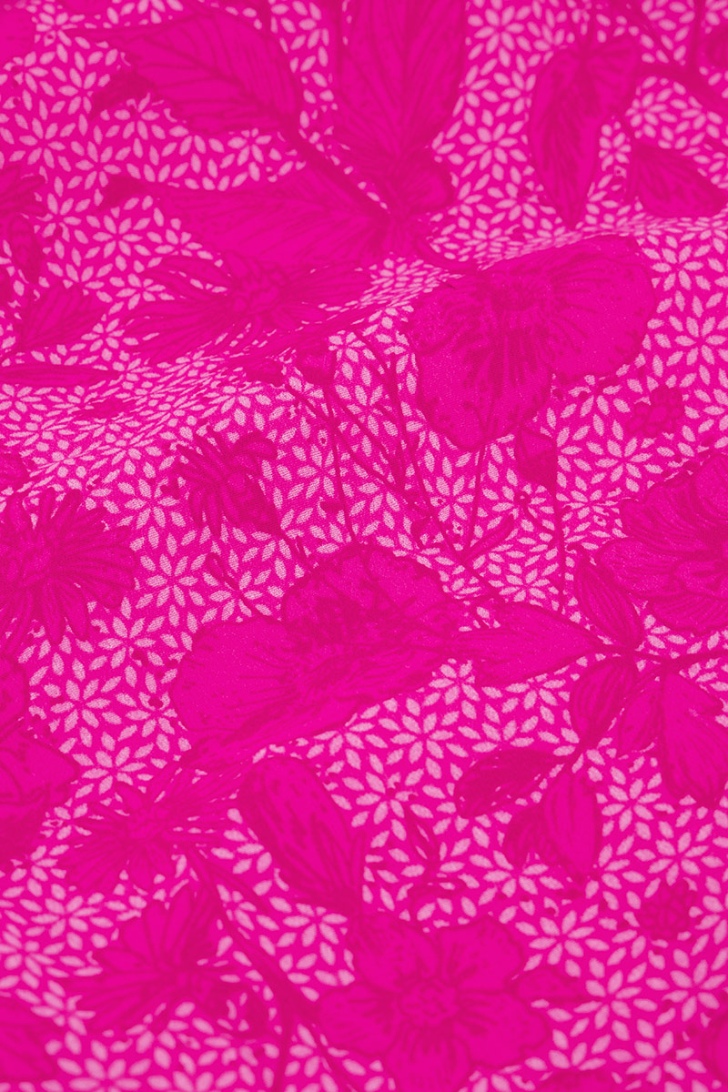 Roze midi rok met overlap en bloemenprint