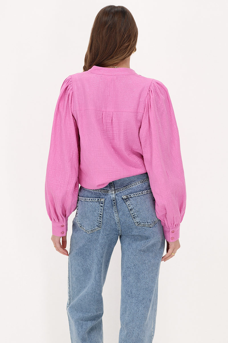 Pink muslin blouse with lurex | My Jewellery