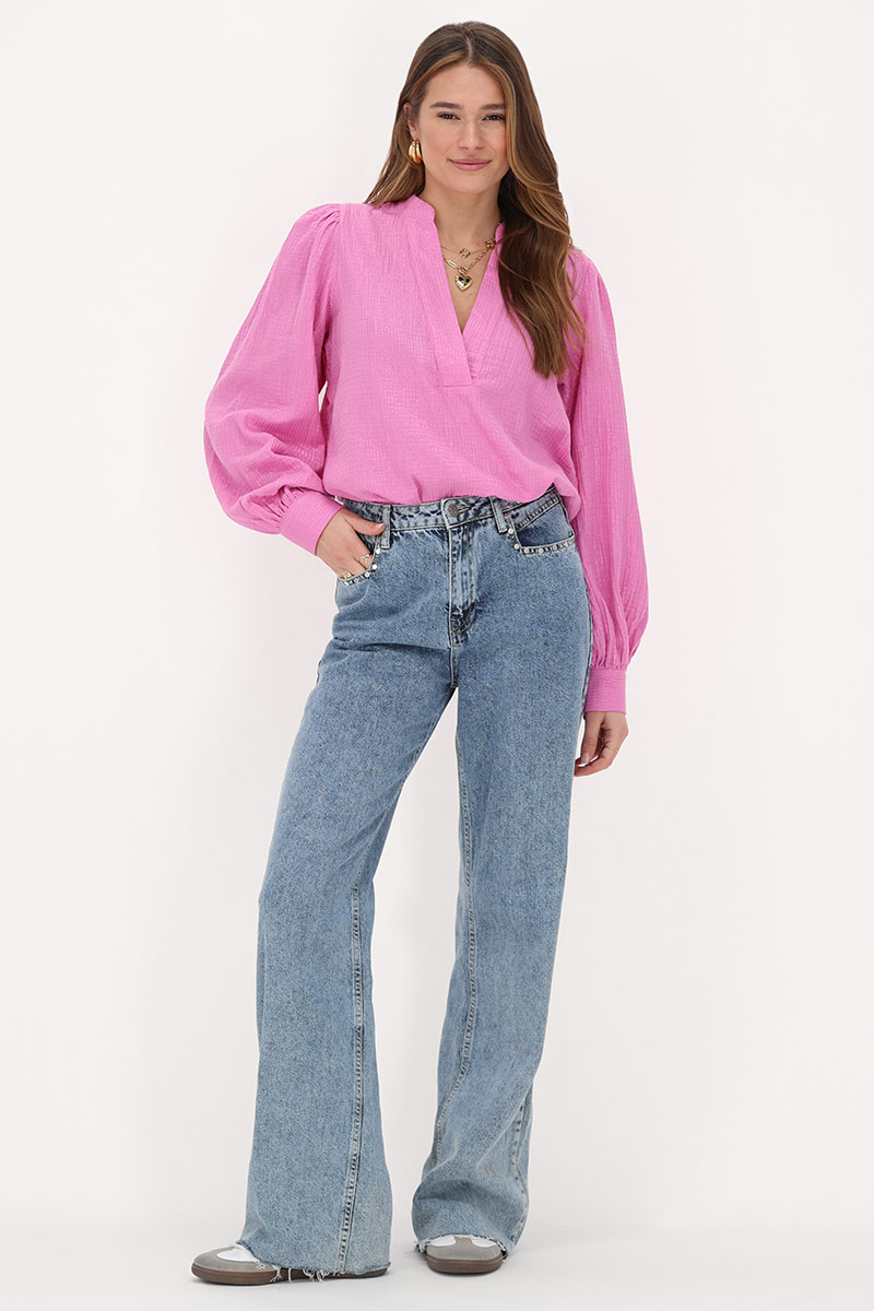 Pink muslin blouse with lurex | My Jewellery