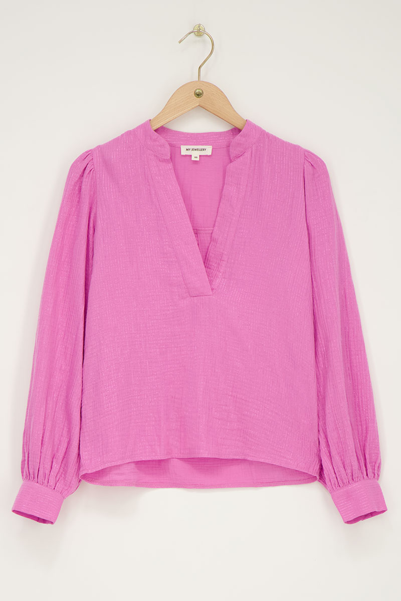 Pink muslin blouse with lurex | My Jewellery