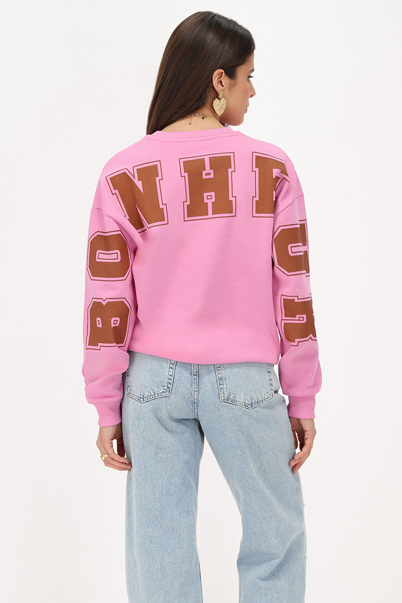 Pink oversized sweatshirt "Bonheur" | My Jewellery