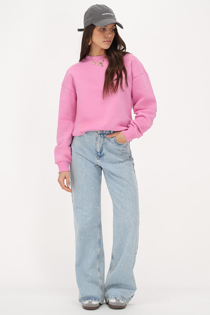 Pink oversized sweatshirt "Bonheur" | My Jewellery