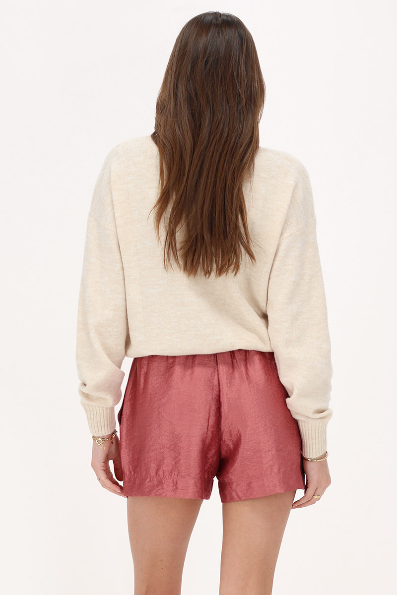 Pink satin shorts with pintucks | My Jewellery