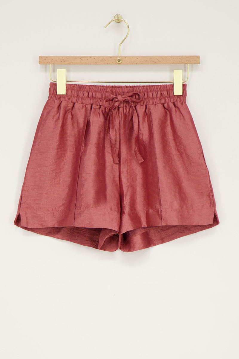 Pink satin shorts with pintucks | My Jewellery