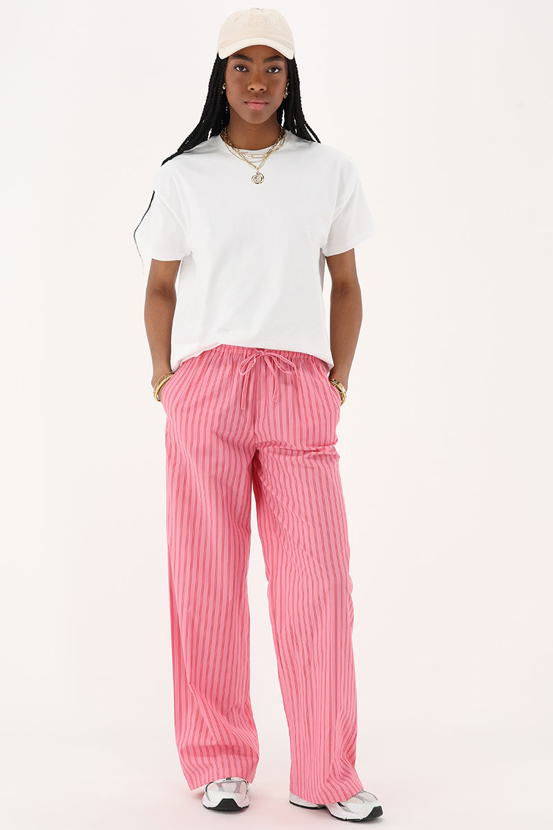 Pink striped trousers | My Jewellery