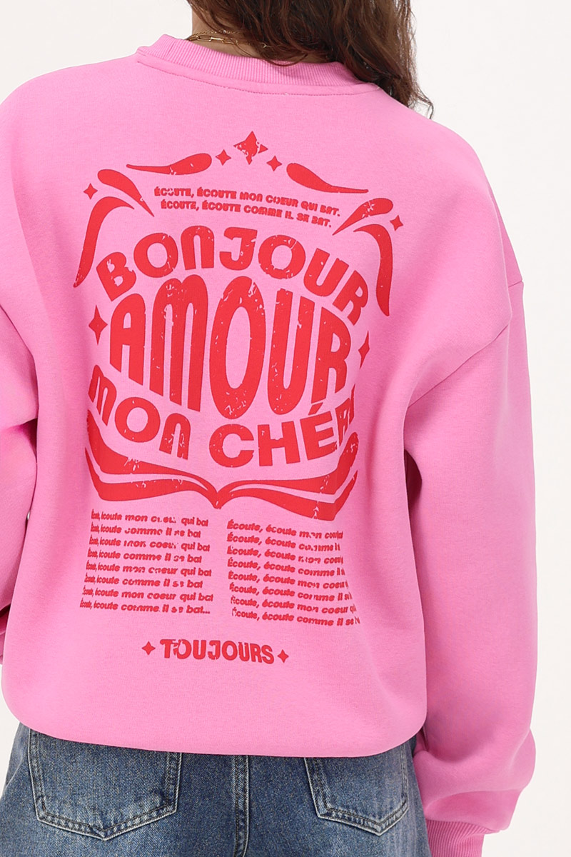 Sweater pink "Bonjour amour mon chéri"