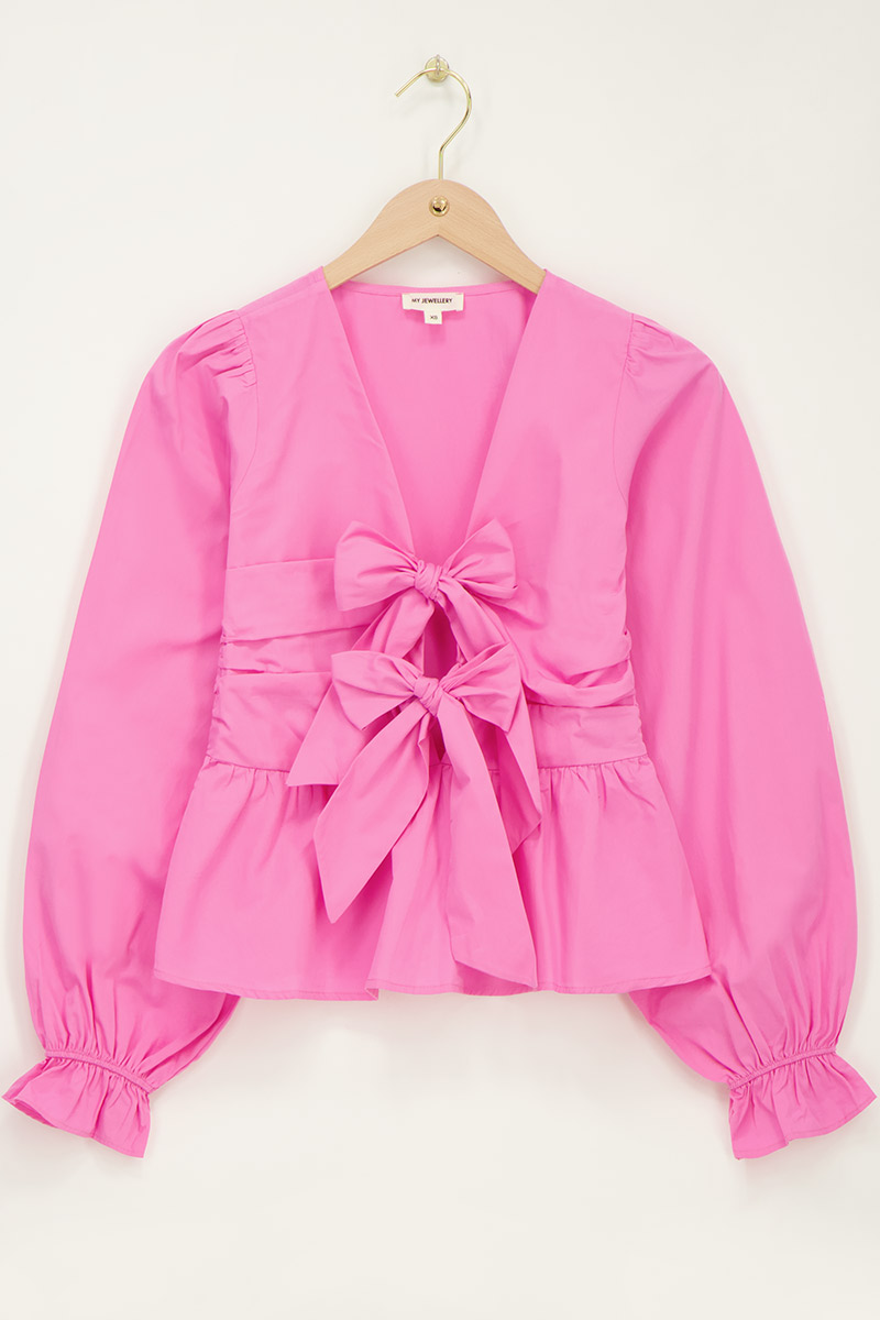 Pink top with bows & peplum | My Jewellery