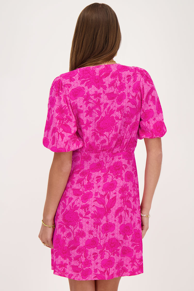 Pink wrap dress with flower print | My Jewellery