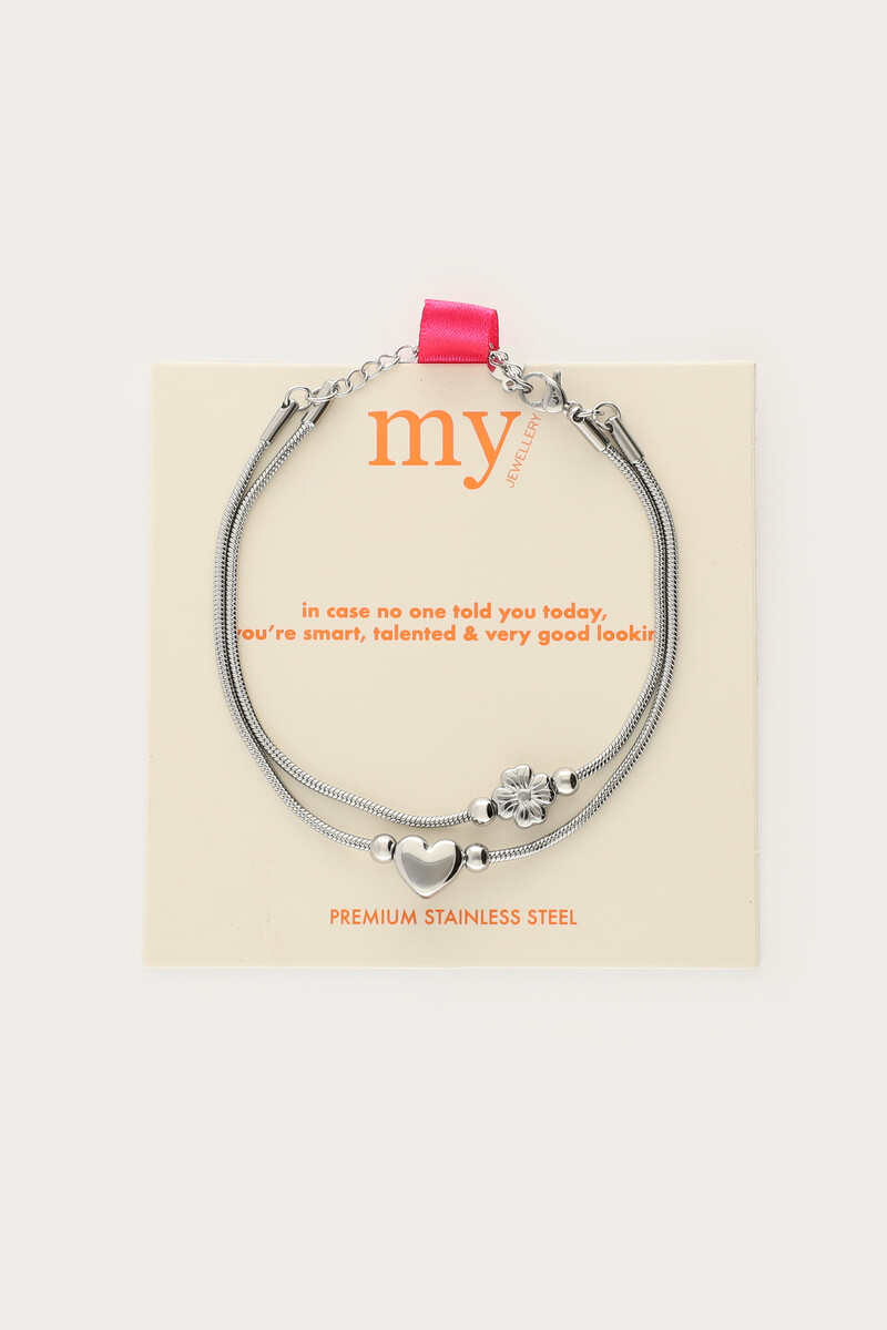 Gratitude dubbele armband hart en klaver