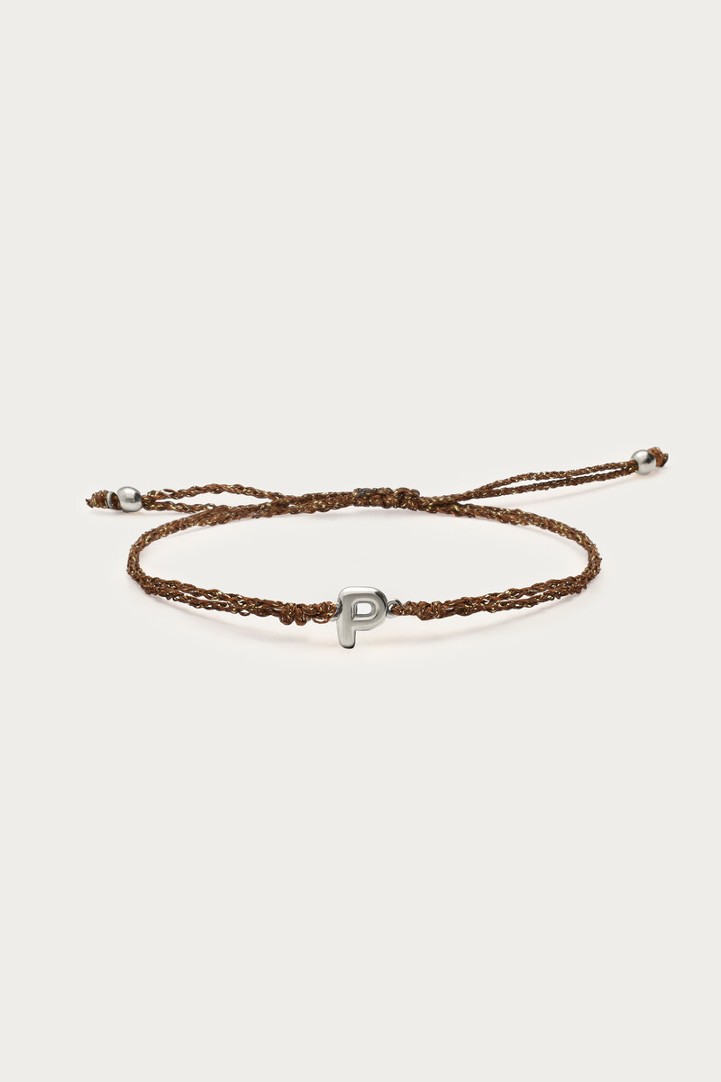My jewellery Initial Bruin Lurex Touw Armband
