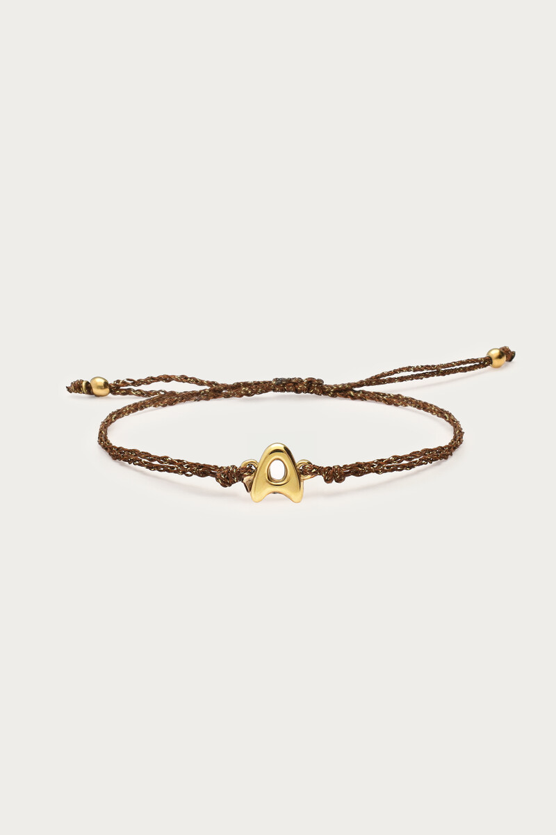 Bracelet de corde Initiale en lurex marron