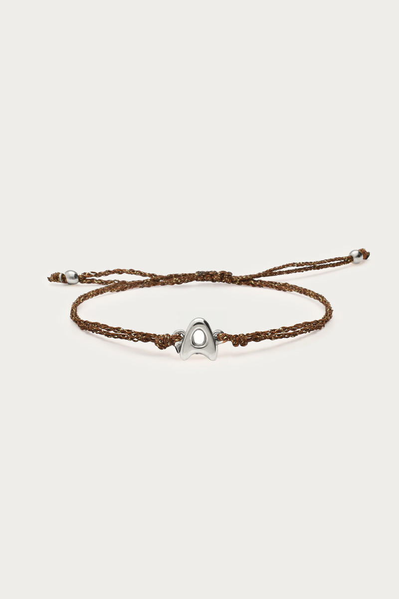 Initial brown lurex rope bracelet