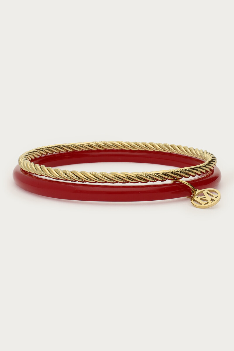 Donkerrode dunne bangle set