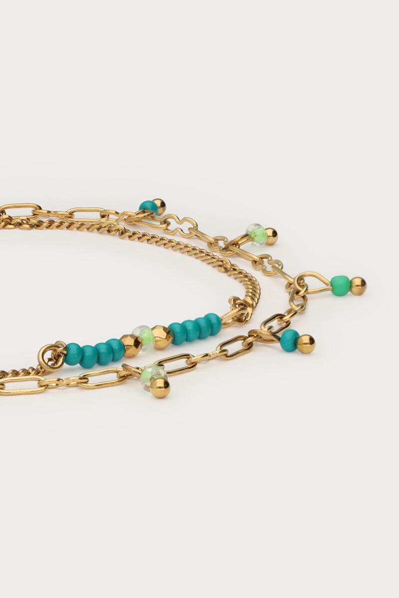 Double bracelet with green beads | My Jewellery