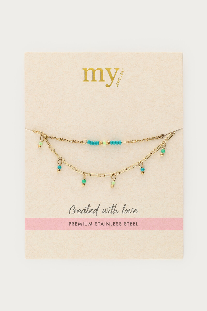 Double bracelet with green beads | My Jewellery