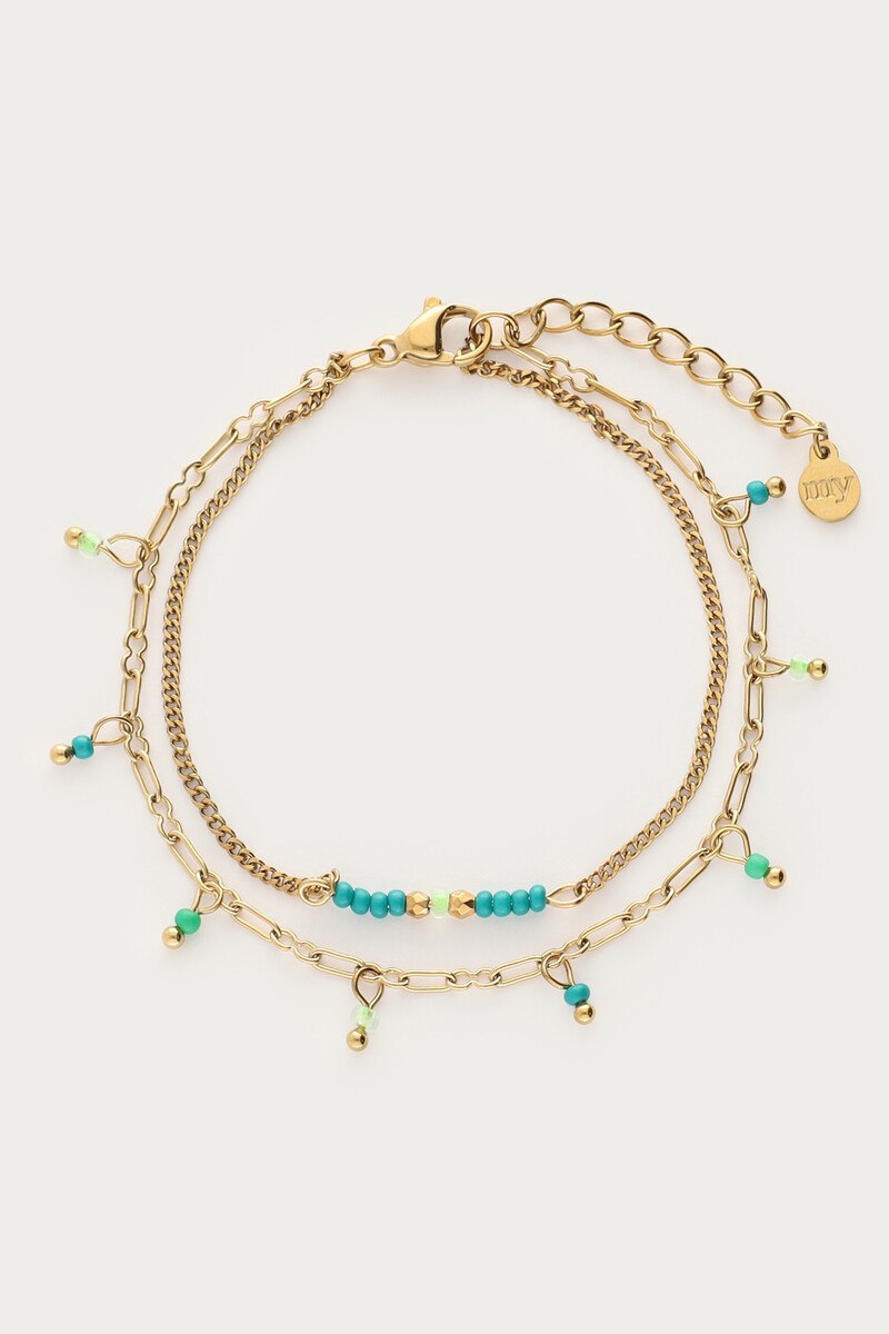 Double bracelet with green beads | My Jewellery