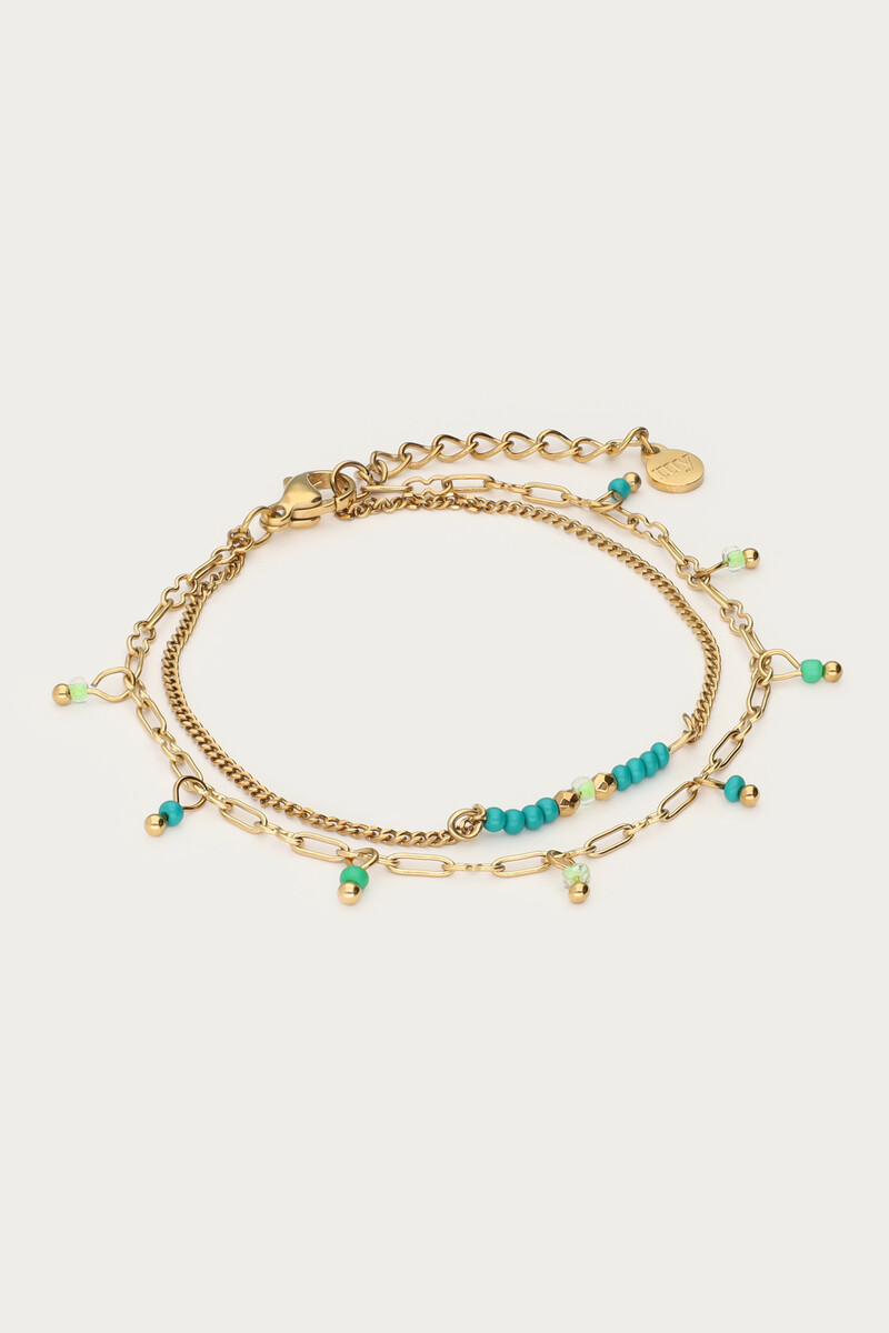 Double bracelet with green beads | My Jewellery
