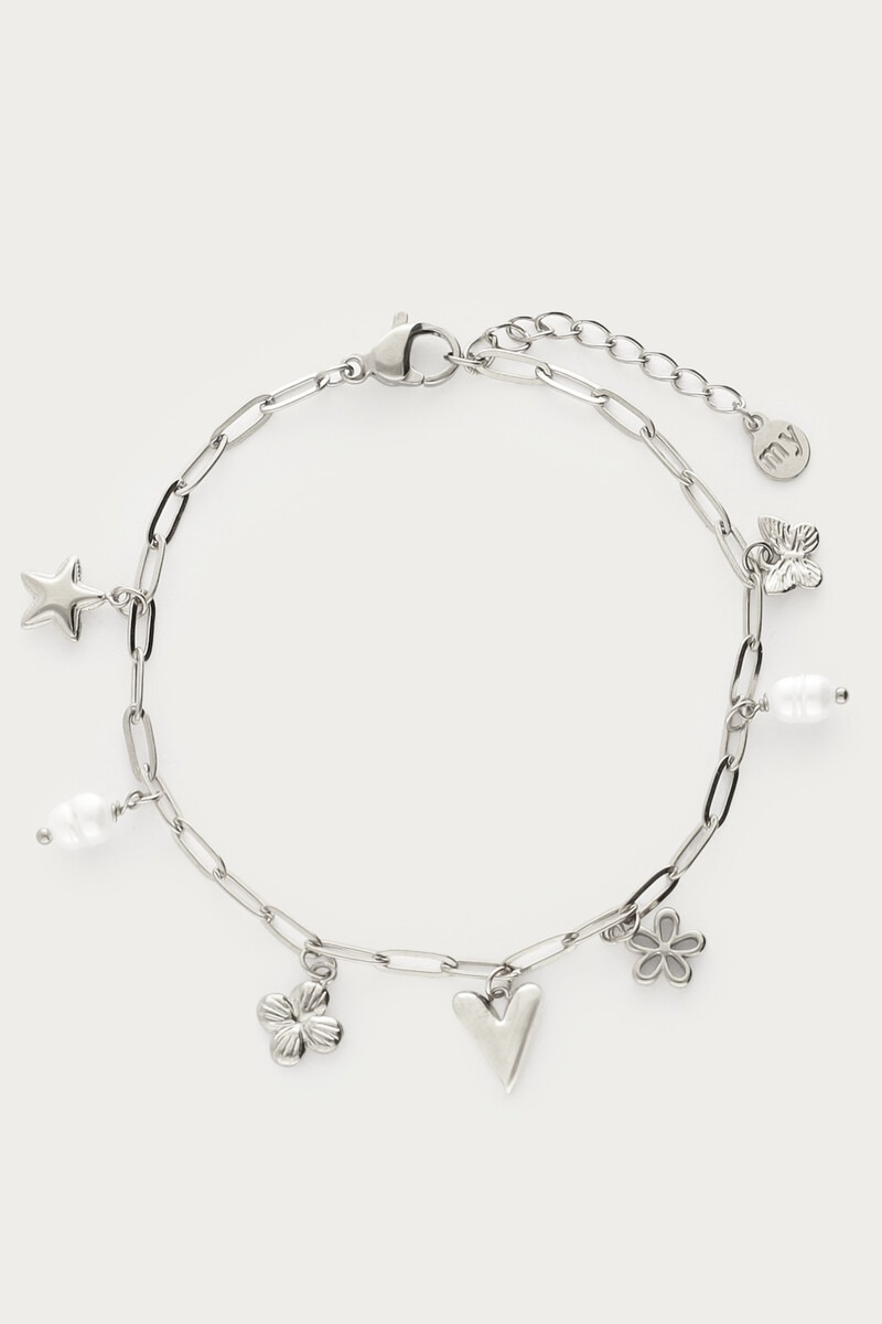 Minimalistisches Gliederarmband mit sieben Anhängern