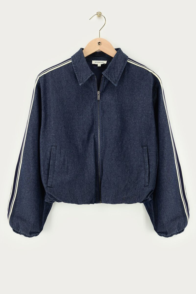 Dark blue denim jacket in sporty look | My Jewellery