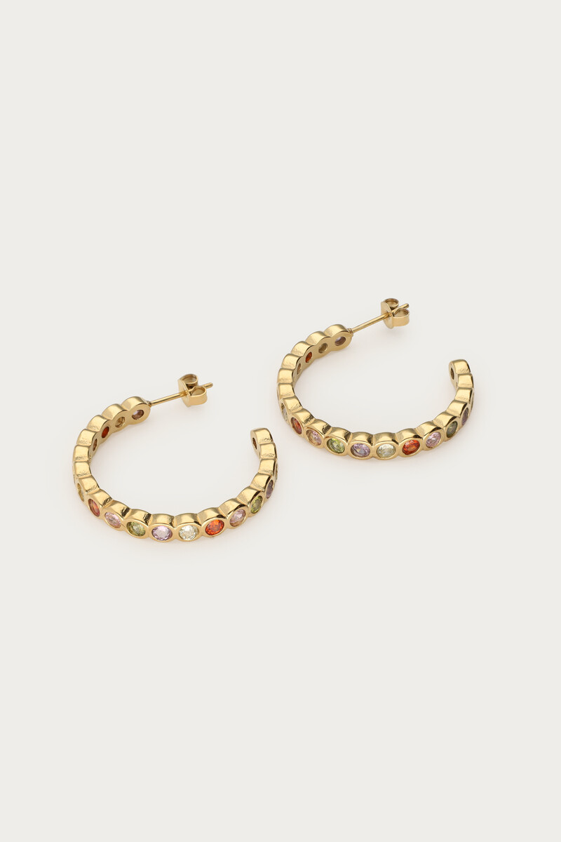 Midnight hoop earrings with colourful rhinestones | My Jewellery