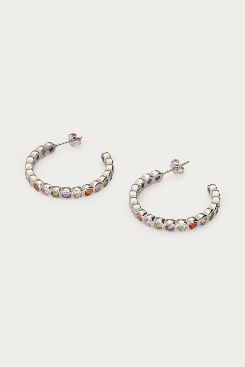 Midnight hoop earrings with colourful rhinestones | My Jewellery