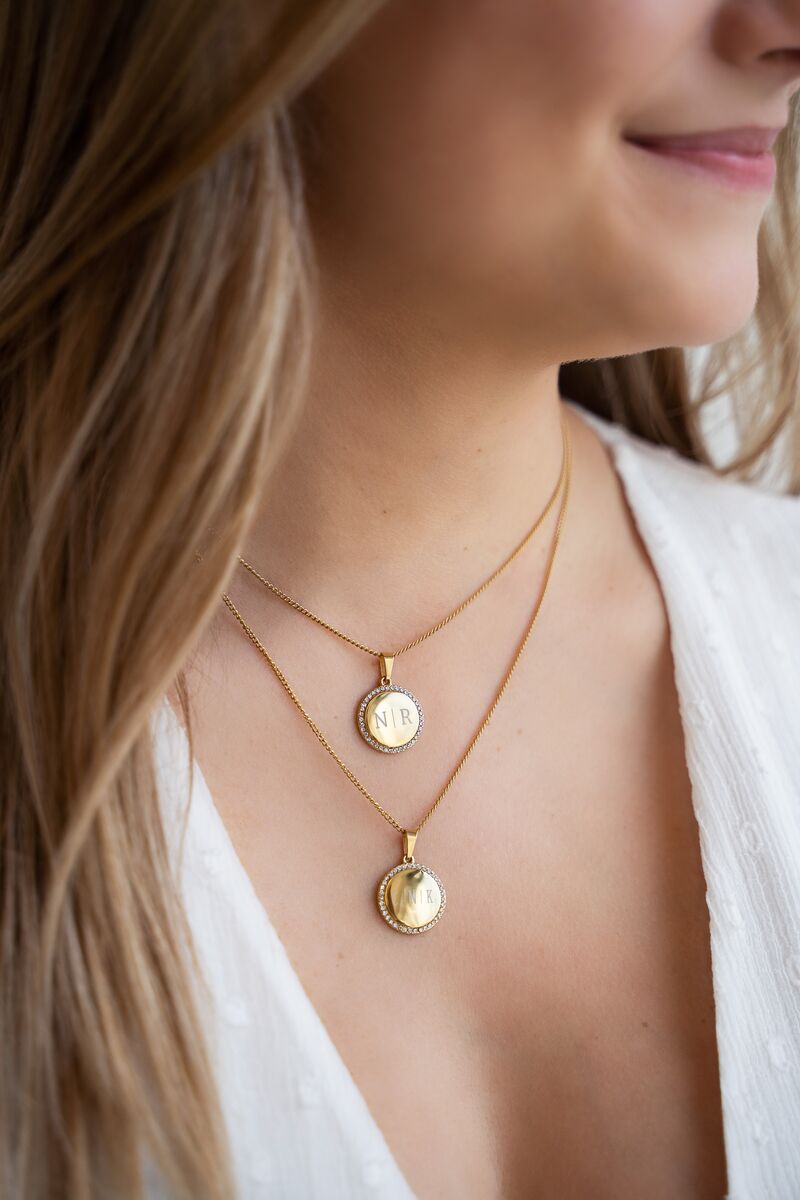 Atelier short necklace with round rhinestone charm | My Jewellery