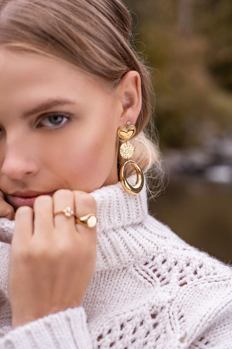 Boucles d’oreilles doubles ronds et cœur