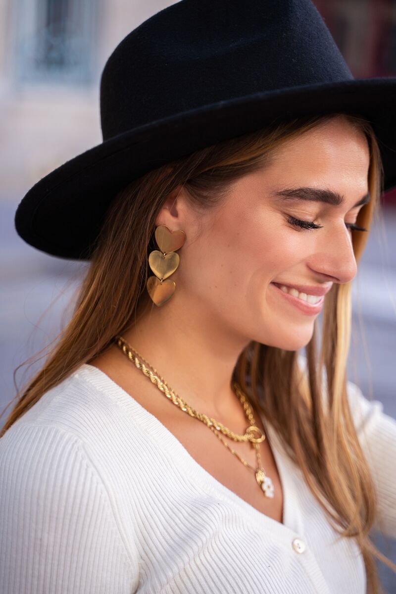 Statement oorhangers met drie hartjes | My Jewellery