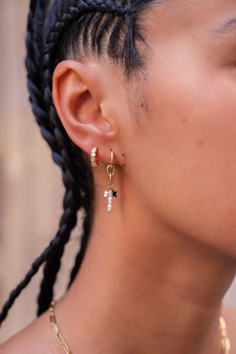 Hoop earrings with star & pearls | My Jewellery