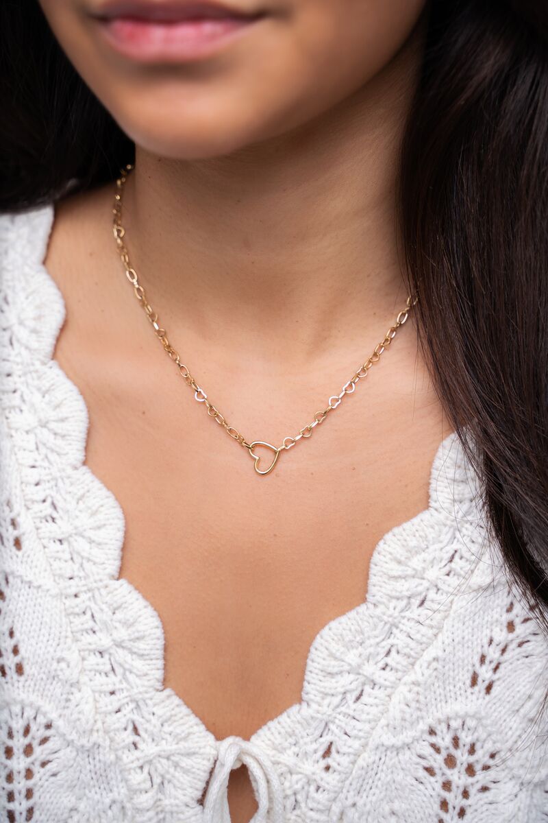 Chain necklace with small open heart charm | My Jewellery