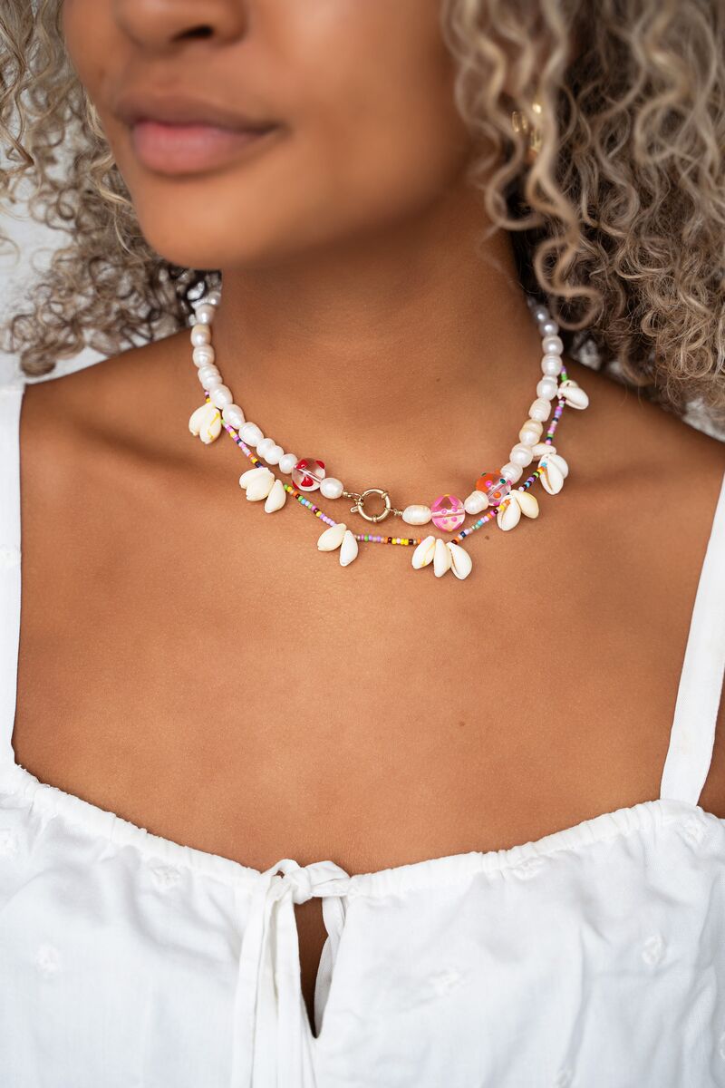 Sunchasers gold beaded necklace with seashells | My Jewellery