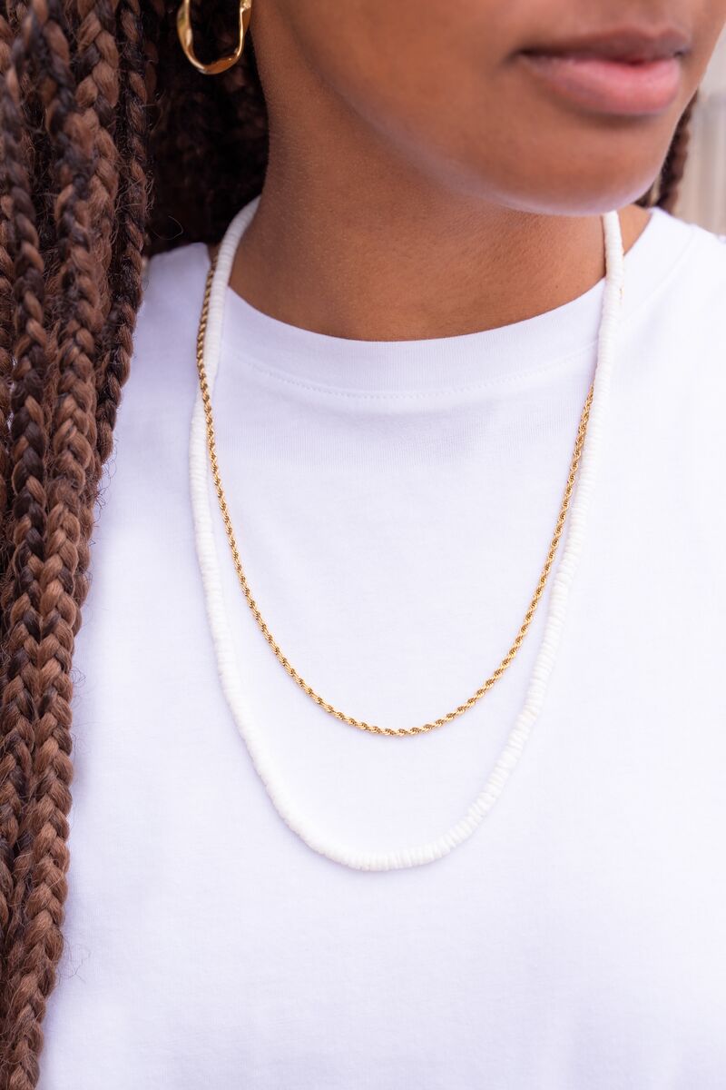 Equal necklace with white flat beads | My Jewellery